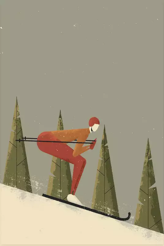 Ski old school - tableau vintage