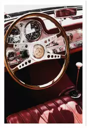 Volant et siège en cuir rouge - affiche de vehicule