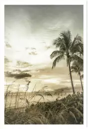 Palmiers au bord de l'eau - affiche palmier vintage