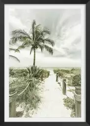 Plage et palmier - affiche palmier vintage