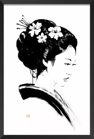 Femme fleurs - estampe japonaise