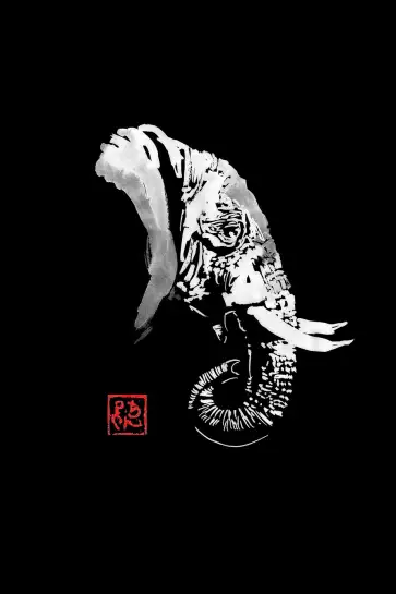 L' éléphant noir - estampe japonaise