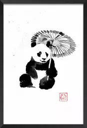 Panda sous la pluie - tableau japonais