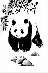 Panda rêveur - tableau japonais