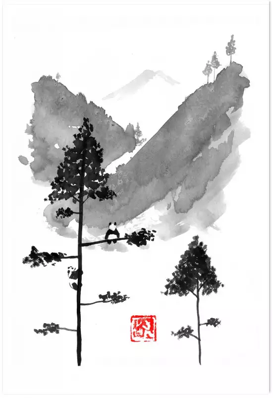 Les pensées du panda - tableau japonais