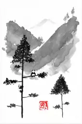 Les pensées du panda - tableau japonais