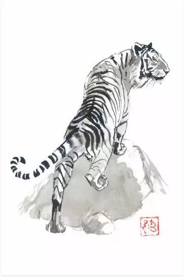 Tigre des rochers - tableau japonais