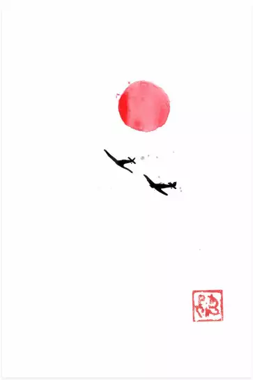 Avions dans le ciel - tableau japonais