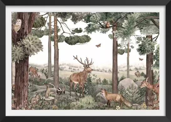 La forêt du grand cerf - affiche chambre enfant