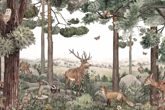 La forêt du grand cerf - affiche chambre enfant