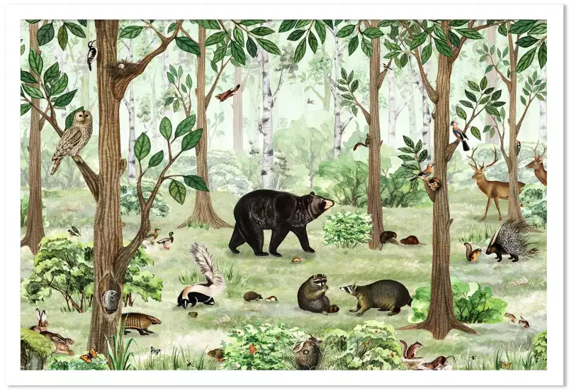 Ours brun et compagnie - affiche chambre enfant