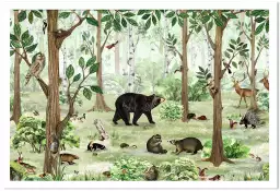 Ours brun et compagnie - affiche chambre enfant