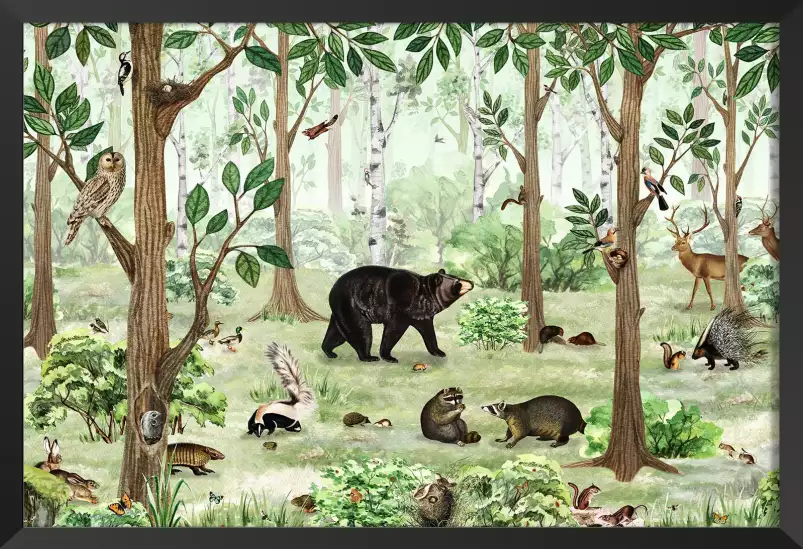Ours brun et compagnie - affiche chambre enfant Ours brun et compagnie - affiche chambre enfant
