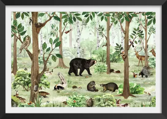 Ours brun et compagnie - affiche chambre enfant