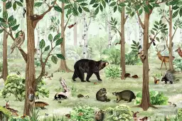 Ours brun et compagnie - affiche chambre enfant