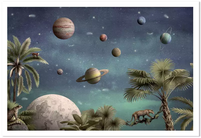 Cheetah et le monde étoilé - poster chambre enfant