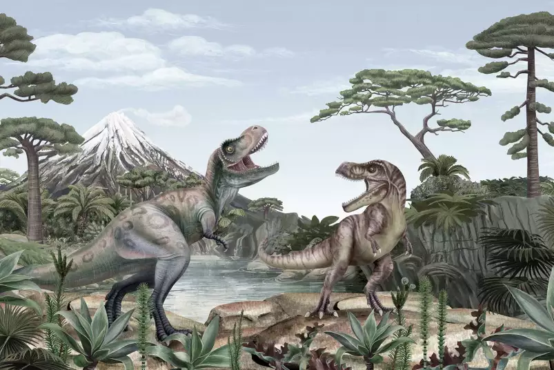 T-rex en chasse - tableau chambre enfant
