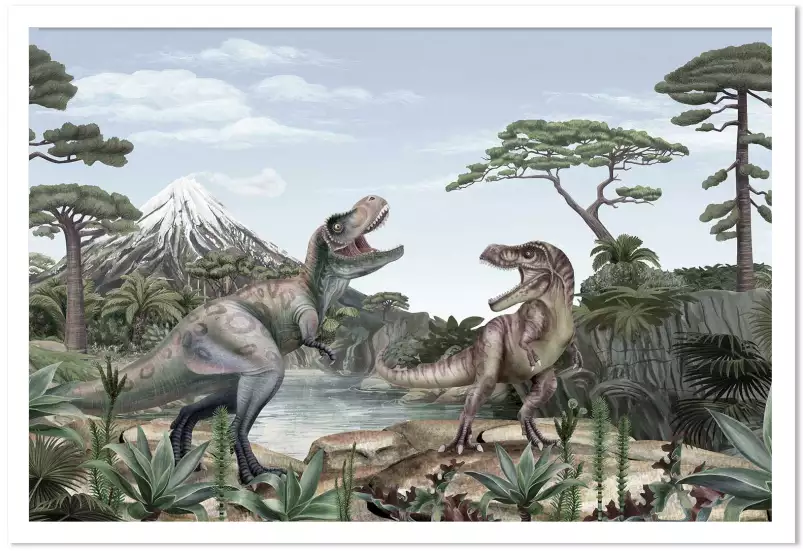 T-rex en chasse - tableau chambre enfant