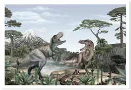 T-rex en chasse - tableau chambre enfant