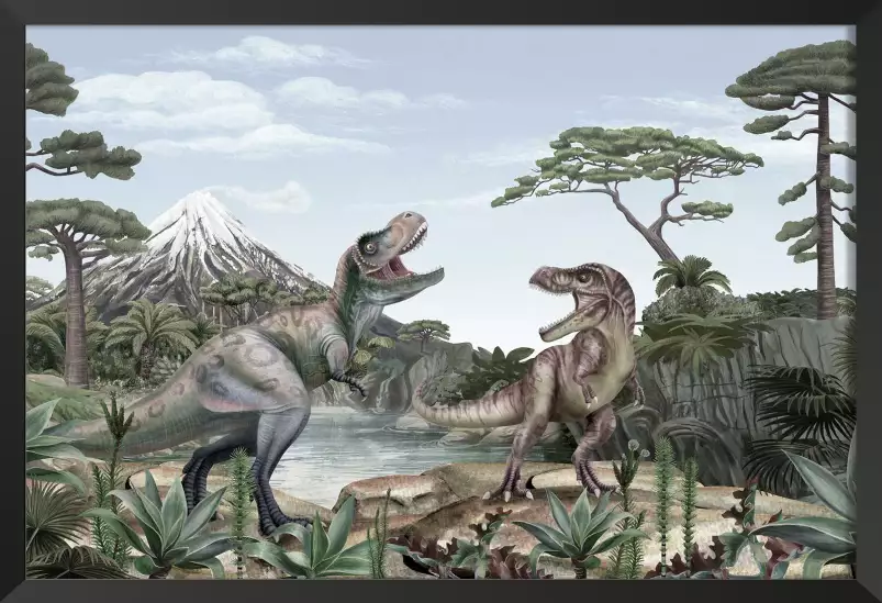 T-rex en chasse - tableau chambre enfant