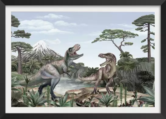 T-rex en chasse - tableau chambre enfant
