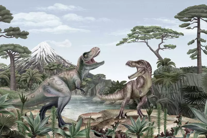 T-rex en chasse - tableau chambre enfant