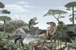 T-rex en chasse - tableau chambre enfant