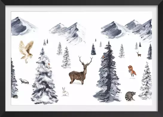 Plaisir de la neige - tableau chambre enfant