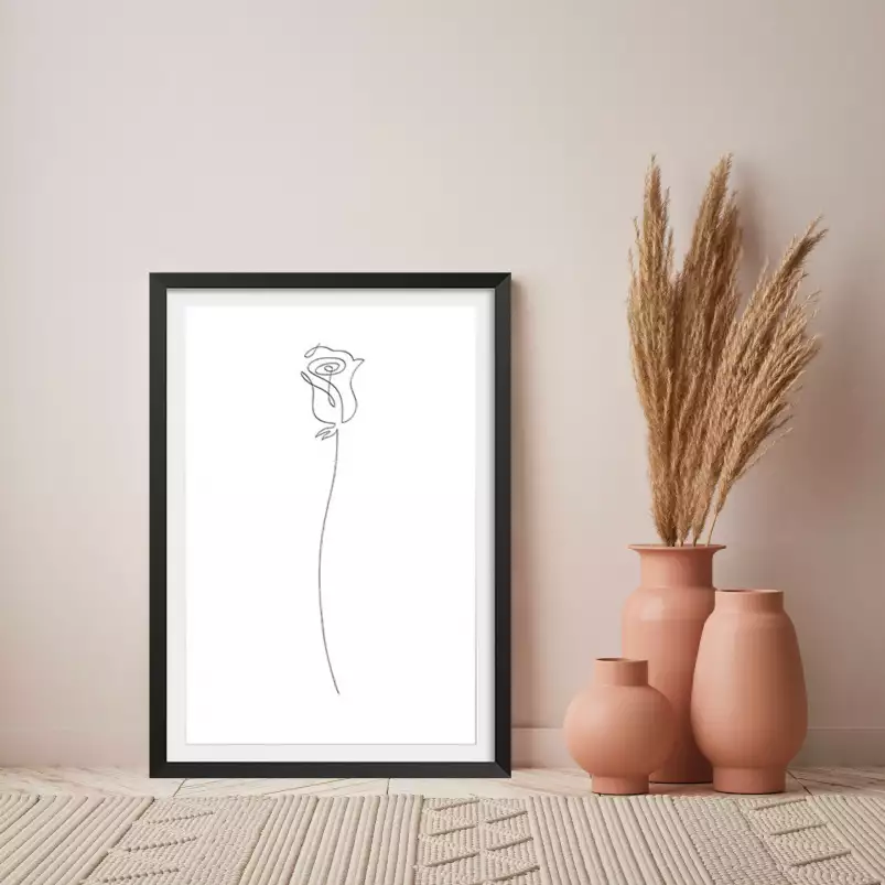 Bouton de rose Croquis - poster minimaliste