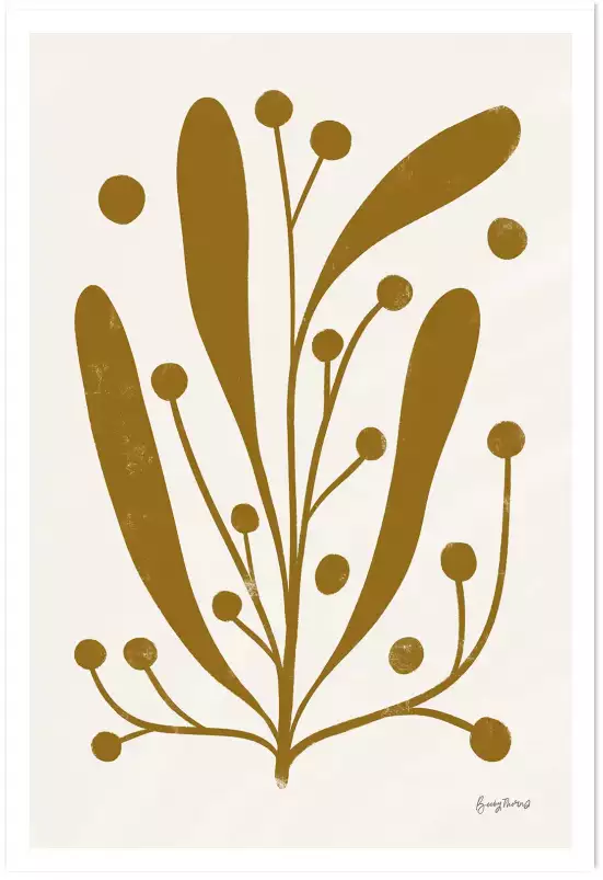 Herbarium dorée - affiche plantes
