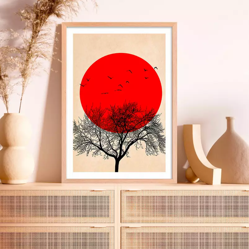 Soleil rouge - poster minimaliste