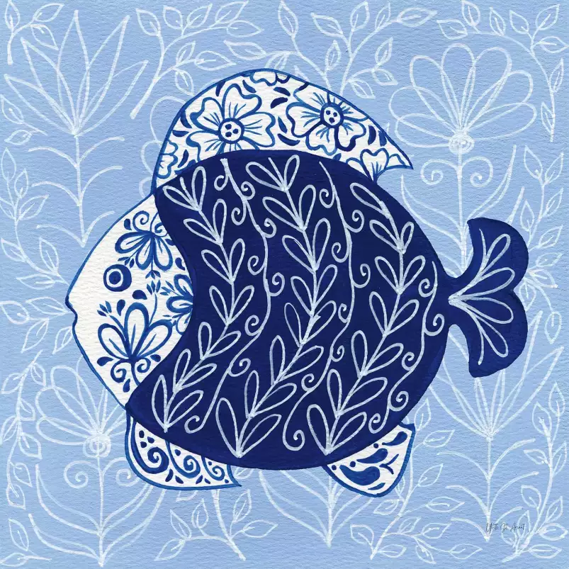 Poisson lune bleue - affiche vintage