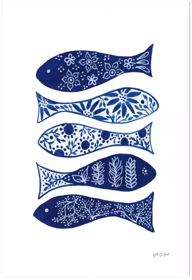 Sardines bleues - affiche vintage