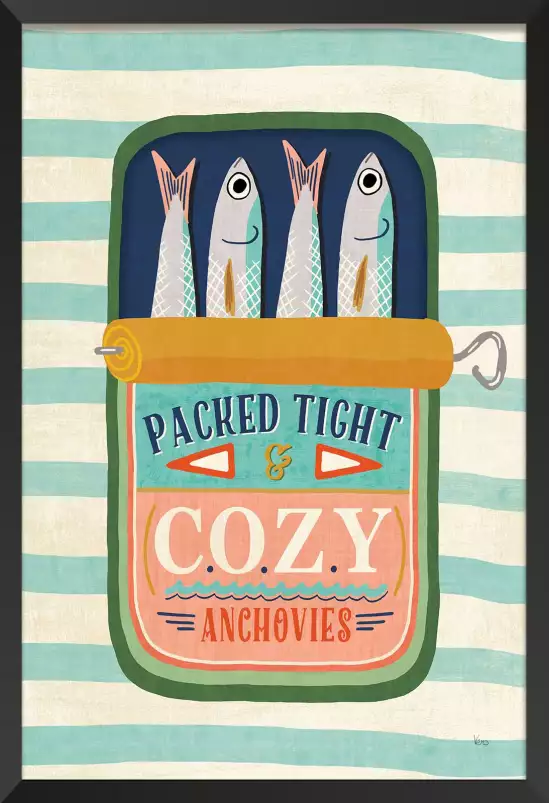 Cozy anchovies - affiche cuisine originale