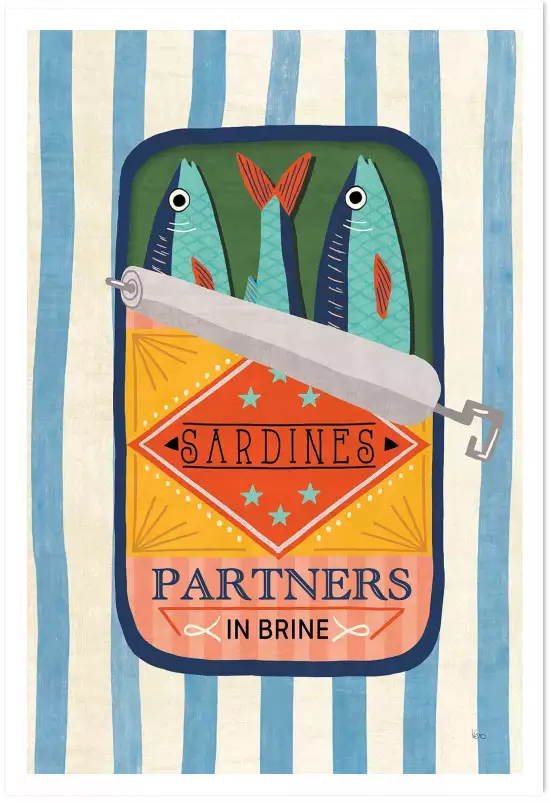 Sardines partners - affiche cuisine originale