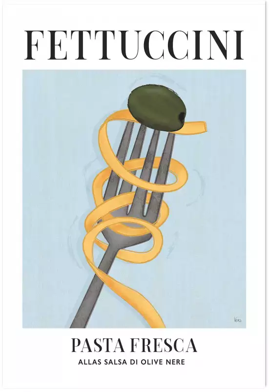Fettuccini pasta - affiche cuisine originale