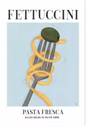 Fettuccini pasta - affiche cuisine originale