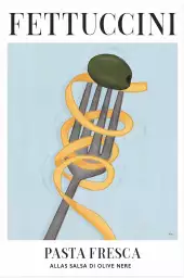 Fettuccini pasta - affiche cuisine originale