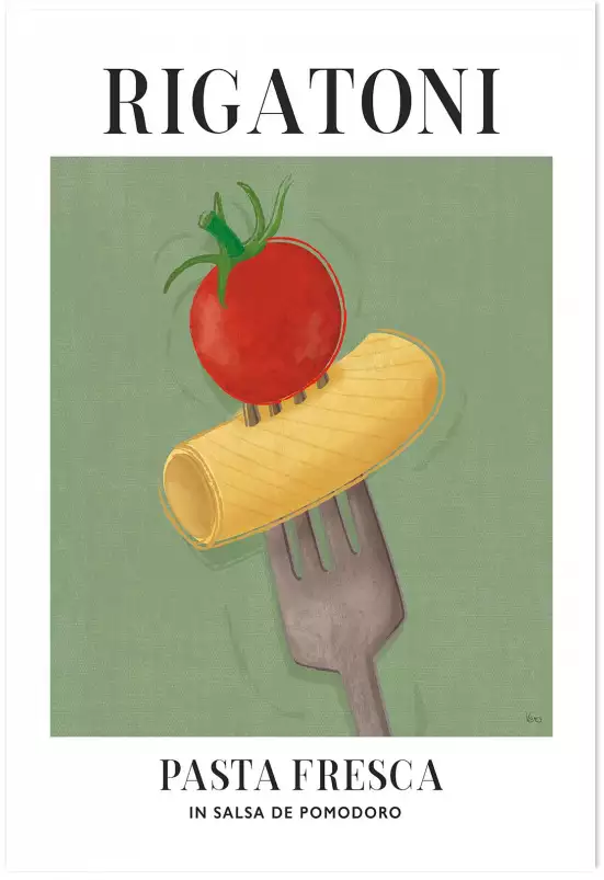 Rigatoni pasta - affiche cuisine originale