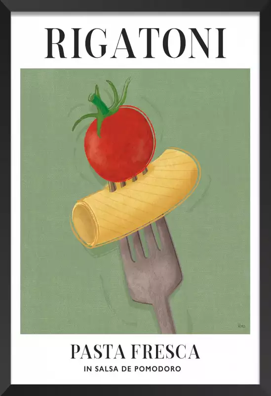 Rigatoni pasta - affiche cuisine originale