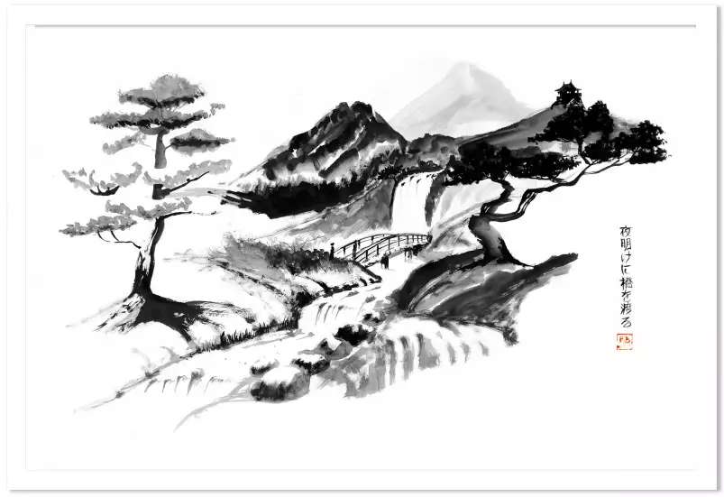Traverser a l'aube - tableau japonais Traverser a l'aube - tableau japonais