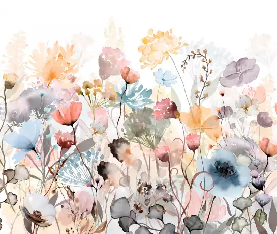 Fleurs Pastel Aquarelle - panoramique fleurs
