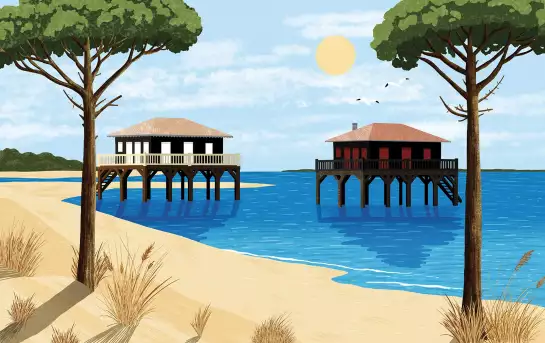 Arcachon sur pilotis - papier peint ocean
