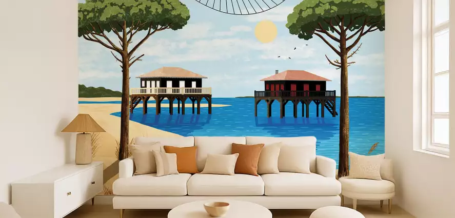 Arcachon sur pilotis - papier peint ocean
