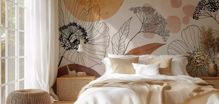 Ombre d'herbier - papier peint motif feuille