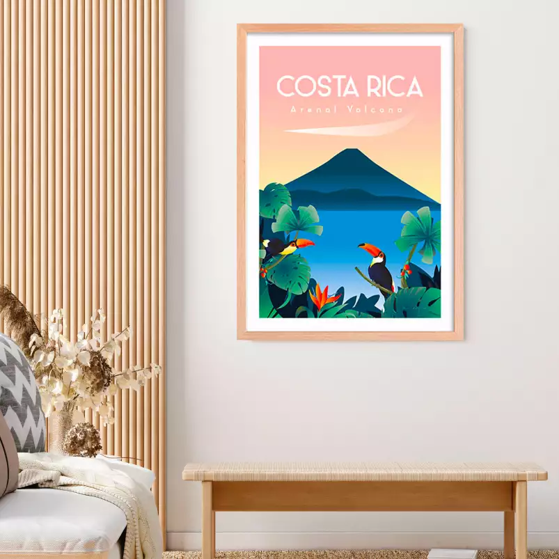Volcan du costa rico - affiche de voyage