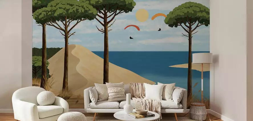 Vol sur l'océan - papier peint mer plage