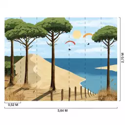 Parapente sur la dune - tapisserie panoramique plage