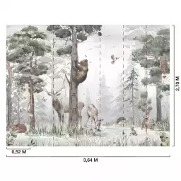 L'ours et l' arbre mystérieux - tapisserie panoramique chambre enfant
