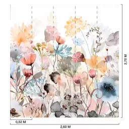 Jardin Flottant  et  Fleurs Pastel - tapisserie panoramique fleurs